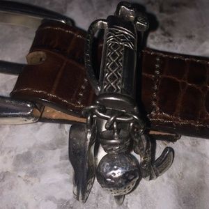 Brighton  Leather Belt  Sz 32  Golf BROWN Reptile
